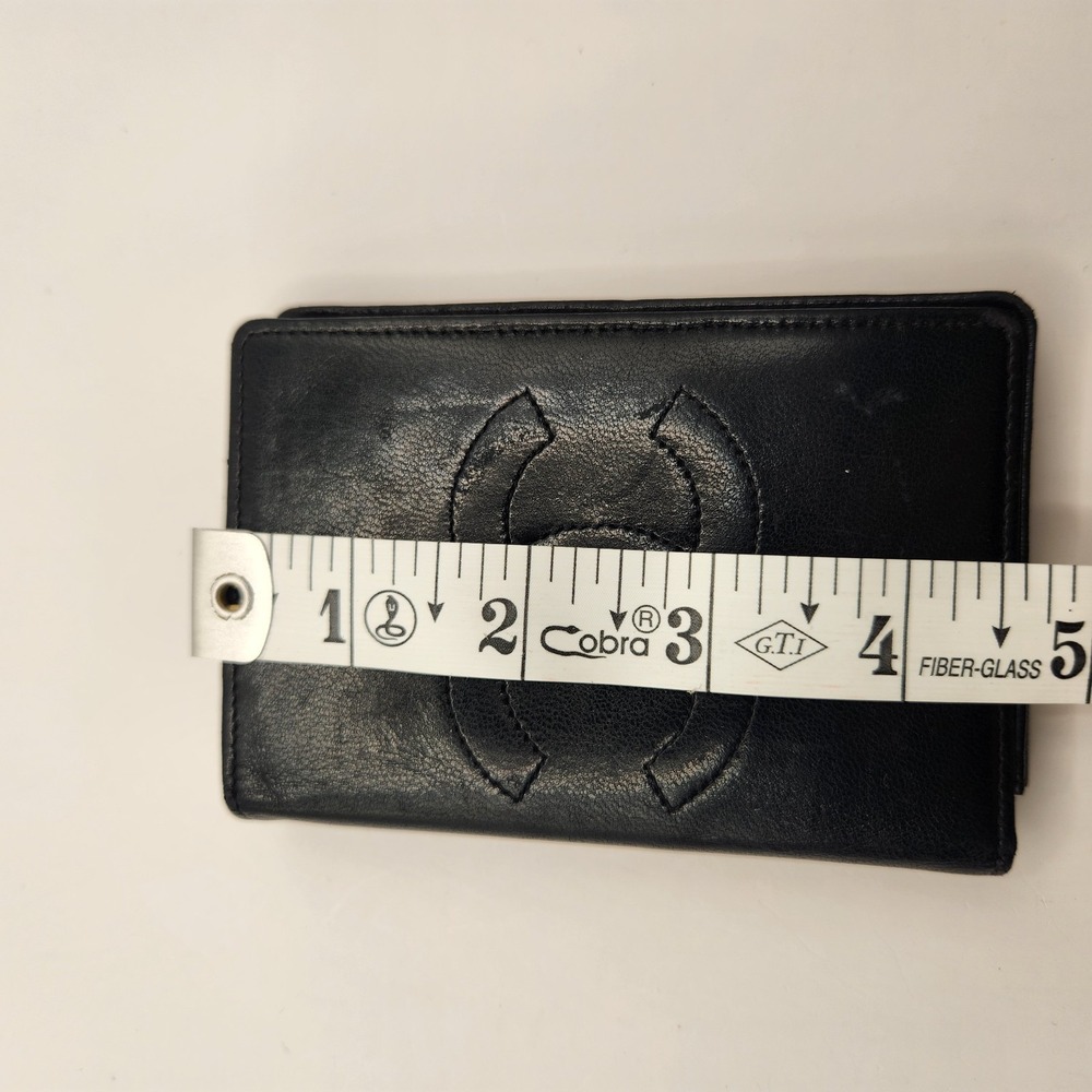 Authentic Vintage Chanel Black Leather CC Logo Compact Wallet Card COA France - Picture 4 of 13